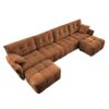 Exquisite Living 4 Seater Sofa Set With 2 Ottomans Frame, Premium Fabric - Burnt Orange - Image 15