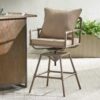 Industrial Outdoor Patio Plumber'S Iron Frame Swivel Barstool With Cushions, Height Adjustable, Brass - Antique Brass - Image 6