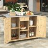 Outdoor Kitchen Island Fir Wood Kitchen Island With Stainless Steel Top, Ample Storage Space, Towel And Spice Racks And A Bottle Opener For Outdoor - Natural - Image 10