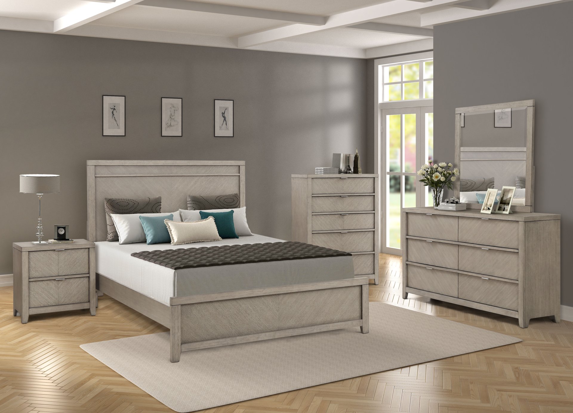 2 Drawer Nightstand - Light Gray - Image 5