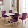 Nikki - Modern, High-End Tufted Solid Wood Contemporary Velvet Upholstered Dining Chair With Chrome Stainless Steel Plating Legs, Nailhead Trim (Set of 2) - Purple / Chrome - Image 15