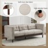 Upholstered Sofa Modern 3 Seater Sofa Couch With Tufted Design For Living Room - Grayish Beige - Image 15