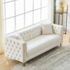 3 And 3 Seater Deep Seat Sofa With Button Nailhead And Square Arm Design - Beige - Image 9