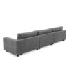 Oversized Corduroy Sectional Sofa, L Shaped Cloud Couch With USB Charging Port, Cup Holder, Deep Seat Sofa Bed With Chaise, Comfy Indoor Furniture - Gray - Image 6