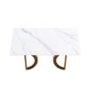 63" Modern Artificial Stone Straight Edge Metal Leg Dining Table, 6 People - White / Gold - Image 6