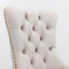 Nikki - Modern, High-End Tufted Solid Wood Contemporary Velvet Upholstered Dining Chair With Golden Stainless Steel Plating Legs, Nailhead Trim (Set of 2) - Beige / Gold - Image 8