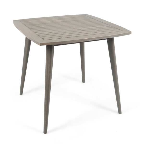 Modern Outdoor Square Acacia Wood Table With Straight Legs - Gray