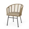 Randy - Modern Wicker Chair With Water Resistant Cushions - Brown / Beige - Image 7