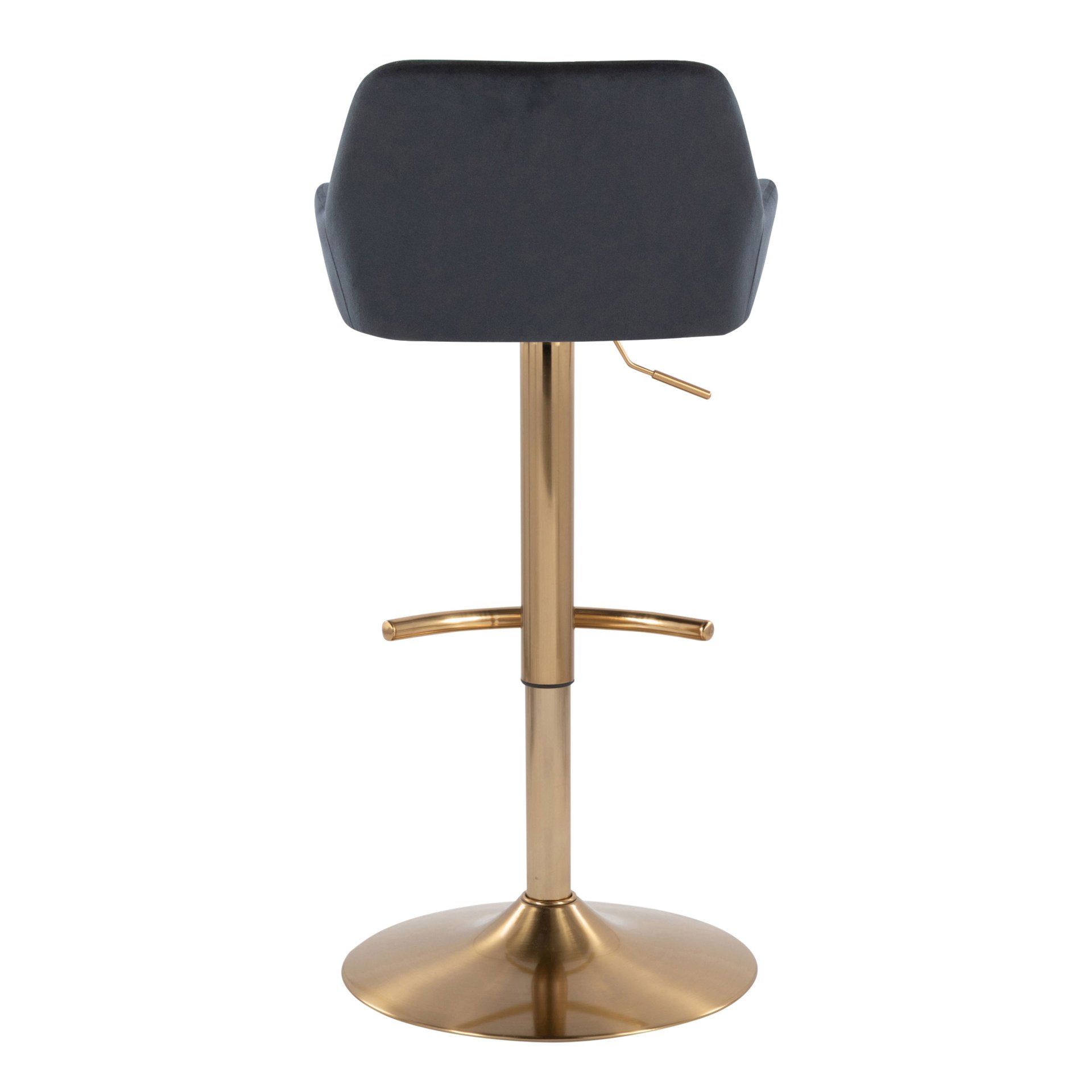 Daniella - Contemporary Adjustable Barstool With Swivel With Rounded T Footrest (Set of 2) - Gold / Black - Image 5