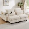 Convertible Chaise Lounge Loveseat Sofa Bed With USB Ports, Cup Holders, Phone Holder, Storage - Beige - Image 7
