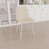 Modern Kitchen Dining Chairs (Set of 4) With Linen Padding And Sturdy Metal Legs - Beige - Image 8