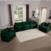 Sophisticated Corduroy Sofa Set With Soft Cushions For Living Rooms And Home Theaters - Green - Image 16