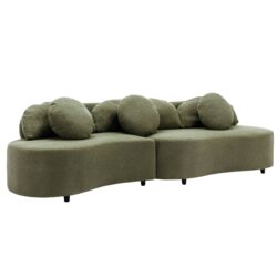 Modern Living Room Sofa Lamb Velvet Upholstered Couch, Furniture For Home Or Office - Green