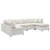 Modern Modular Cloud Sofa Bed, 6 Seat Chenille Sectional Couch Set With Ottoman, Free Combination, Convertible U Shaped Sleeper Sofa - Beige - Image 5