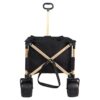 Aluminum Alloy Folding Wagon, Heavy Duty Utility Beach Wagon Cart For Sand With Big Wheels, Adjustable Handle & Drink Holders For Shopping, Camping, Garden And Outdoor - Black - Image 8