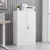 Metal Storage Cabinet With Locking Doors And Adjustable Shelf, Folding Filing Storage Cabinet, Folding Storage Locker Cabinet For Home Office, School, Garage - White - Image 3