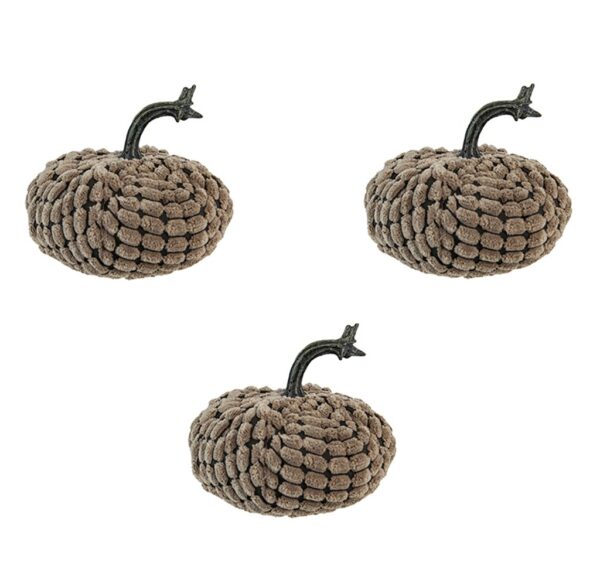 Chenille Weighted Pumpkin Ornament Decor For Holiday Harvest Festival Fall Festival & Thanksgiving (Set of 2) - Dark Brown