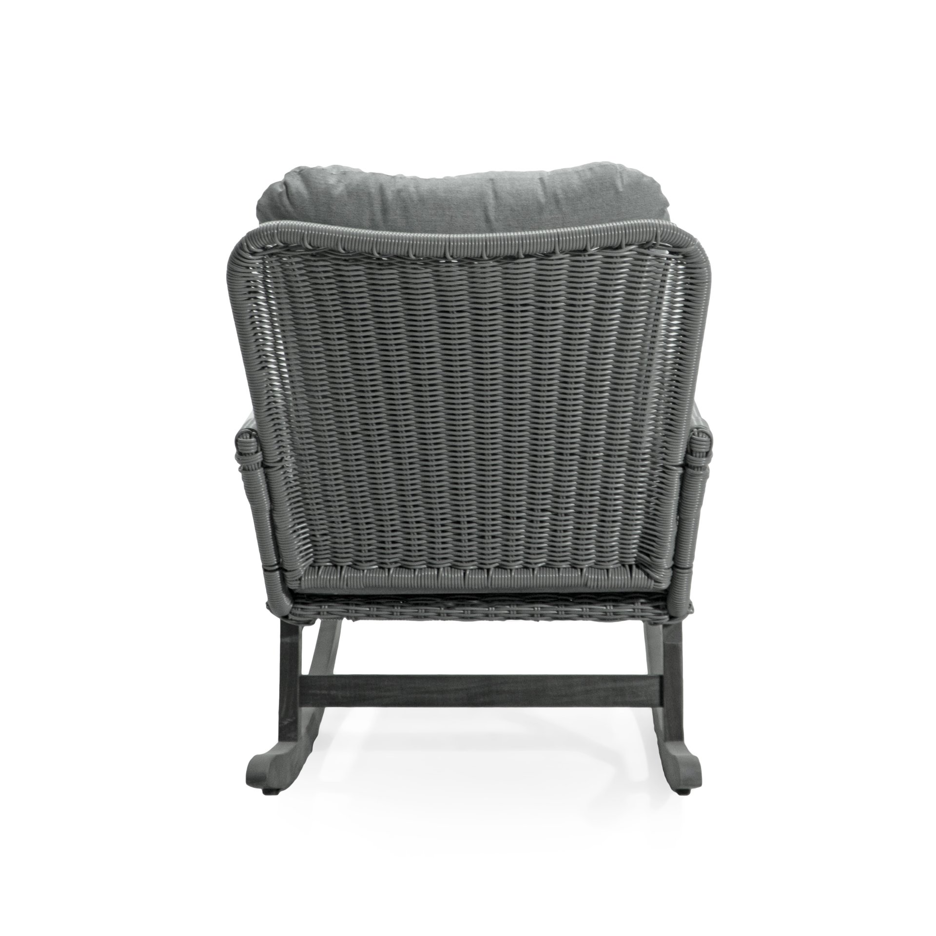 Contemporary Minimalist Wicker Rocking Chair & Soft Polyester Cushions And Durable Wooden Frame (Set of 2) - Gray - Image 9