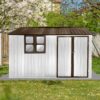 10'x8' Garden Sheds Outdoor Storage Sheds With Window - White / Coffee - Image 5