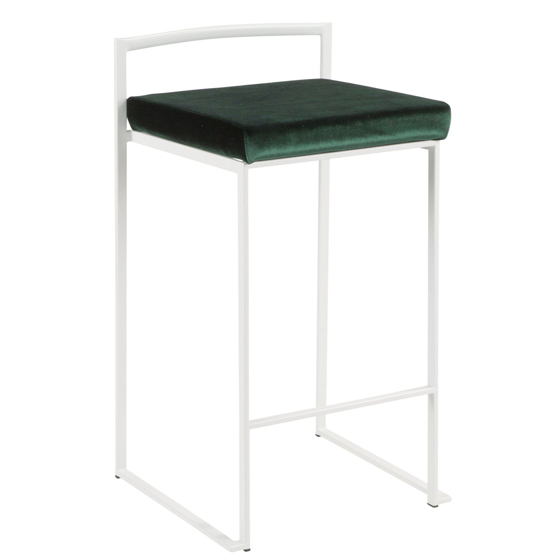 Fuji - Contemporary Stackable Counter Stool (Set of 2) - White / Green - Image 2