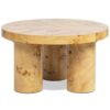 Nebula - Round Pillar Leg Coffee Table - Warm Natural Brown Burl - Image 3