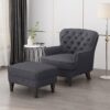 Enchante, Living Room Set With Tufted Back Club Chair And Ottoman - Gray - Image 2