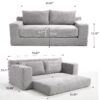Convertible Loveseat Sofa With Memory Foam & Steel Frame - Light Gray - Image 3
