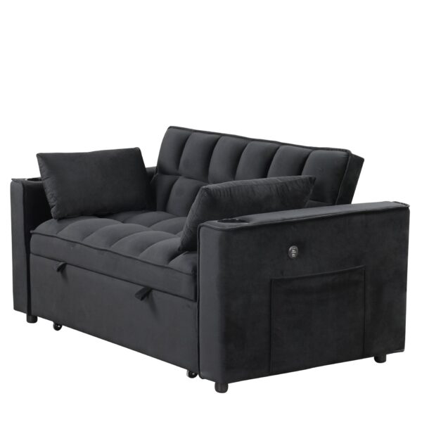 Multi Functional Sofa Bed With Cup Holder And USB Port For Living Room Or Apartments - Black