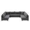 Modular Sectional Reversible U Shaped Couch Set, Free Combination Minimalist Style Oversized 8 Seat Convertible Sofa - Gray - Image 13