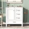 Bathroom Vanity, Modern Bathroom Cabinet With Sink Combo Set, Bathroom Storage Cabinet With A Soft Closing Door And 3 Drawers, Solid Wood Frame, Resin Basin - White - Image 4