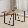 Contemporary Minimalist Retro Rectangular Dining Table With Textured Wood Top And Black Metal Legs - Black / Wood - Image 5