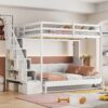 Full Over Full Size Murphy Bed With Hydraulic Lift & Desk Design - White - Image 18