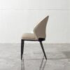 Modern Dining Chair (Set of 2) With Unique Backrest Design Leather - Beige / Black - Image 5