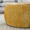 Round Storage Ottoman, 2 In 1 Function, End Table And Ottoman - Dark Yellow - Image 9
