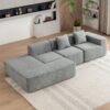Sectional Sofa Full-Compressed Sofa Couch Free-Combined Sofa For Living Room - Gray - Image 3