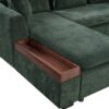 Elegant Chenille L Shaped Sofa With Wooden Storage Compartment - Green - Image 21
