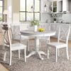 5 Pieces Dining Table And Chairs Set For 4 Persons, Kitchen Room Solid Wood Table With 4 Chairs - White - Image 4