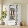 Modern 3 Door Mirror Wardrobe With 2 Drawers And Top Cabinet - White - Image 7