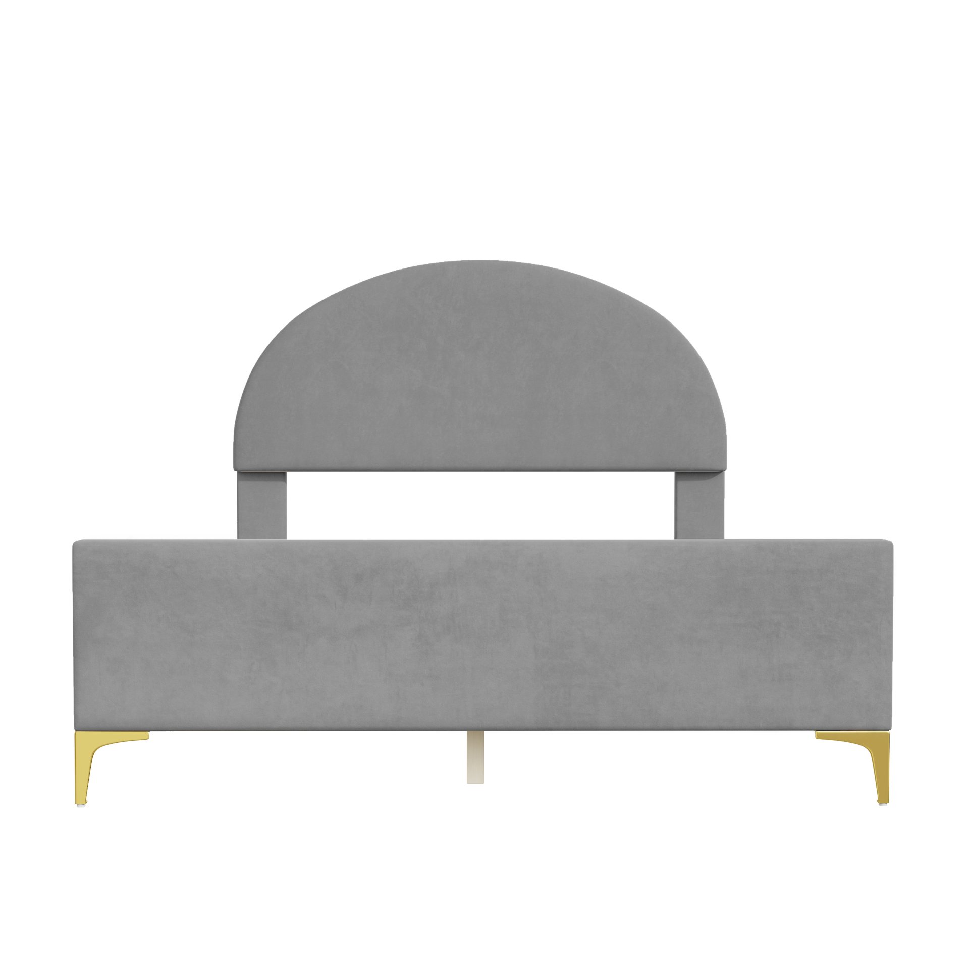 Full Size Upholstered Platform Bed With Classic Semi-Circle Shaped Headboard And Mental Legs - Gray - Image 3