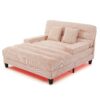 Chaise Bed Lounge Sofa Chair With Adjustable Backrest And LED Light Strip - Pink - Image 9