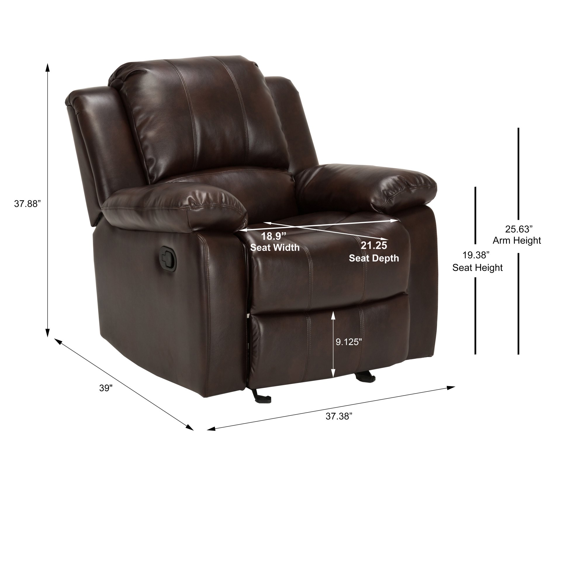 Charlotte - Glider Recliner With Classic Style And Plush Comfort - Brown - Image 3