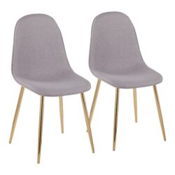 Pebble - Contemporary Chair (Set of 2) - Gold / Light Gray
