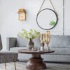 On Trend Hanging Round Mirror With Framed And With Rope Strap Contemporary Industrial Decor For Bathroom - Black - Image 5