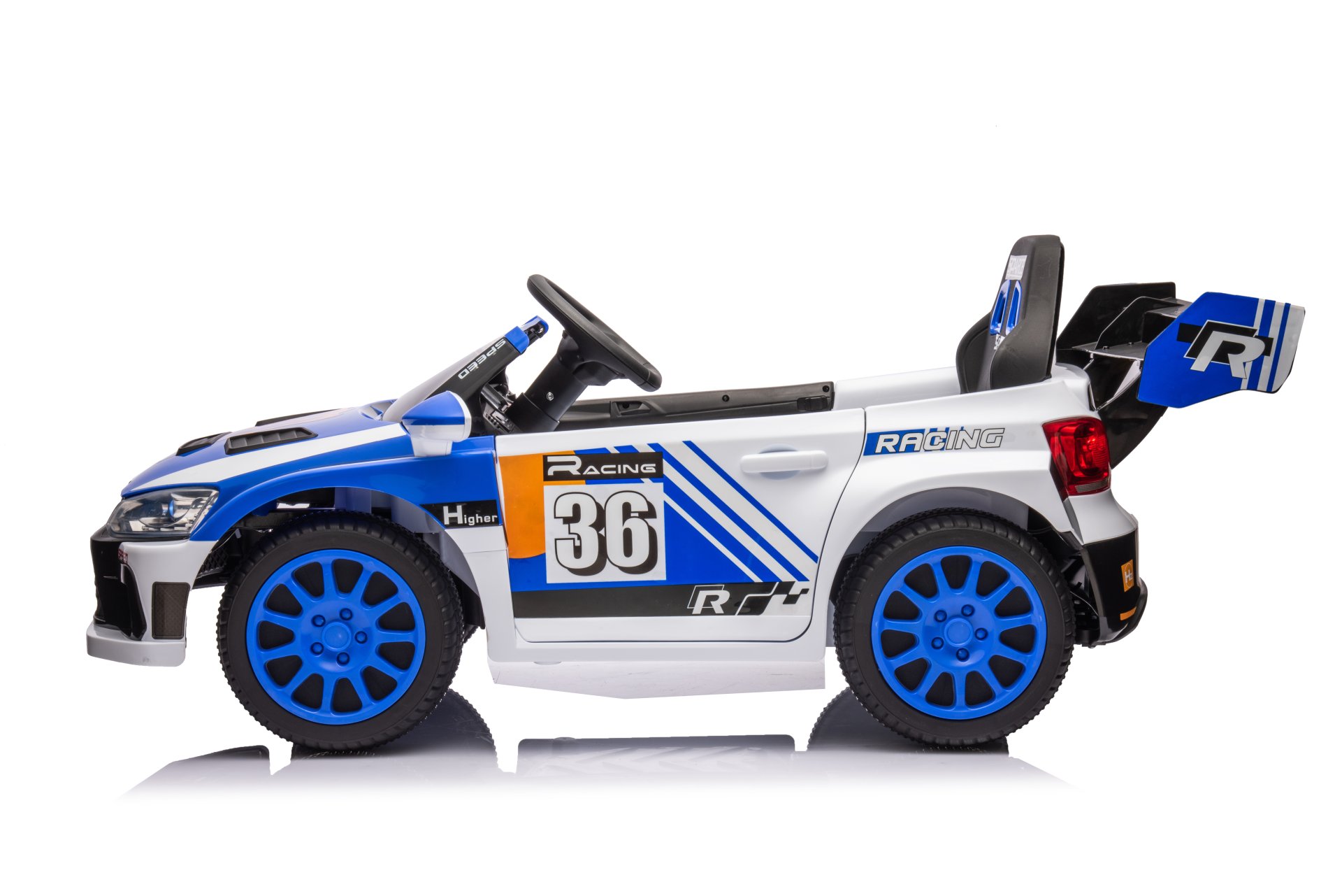 12V4A 20W*2 One Button Start, Forward And Backward, High And Low Speed, Music, Front Light, Power Display, Two Doors Can Open, 2.4G R / C, Seat Belt Four Wheel Absorber Kids Ride On Car - Blue - Image 14