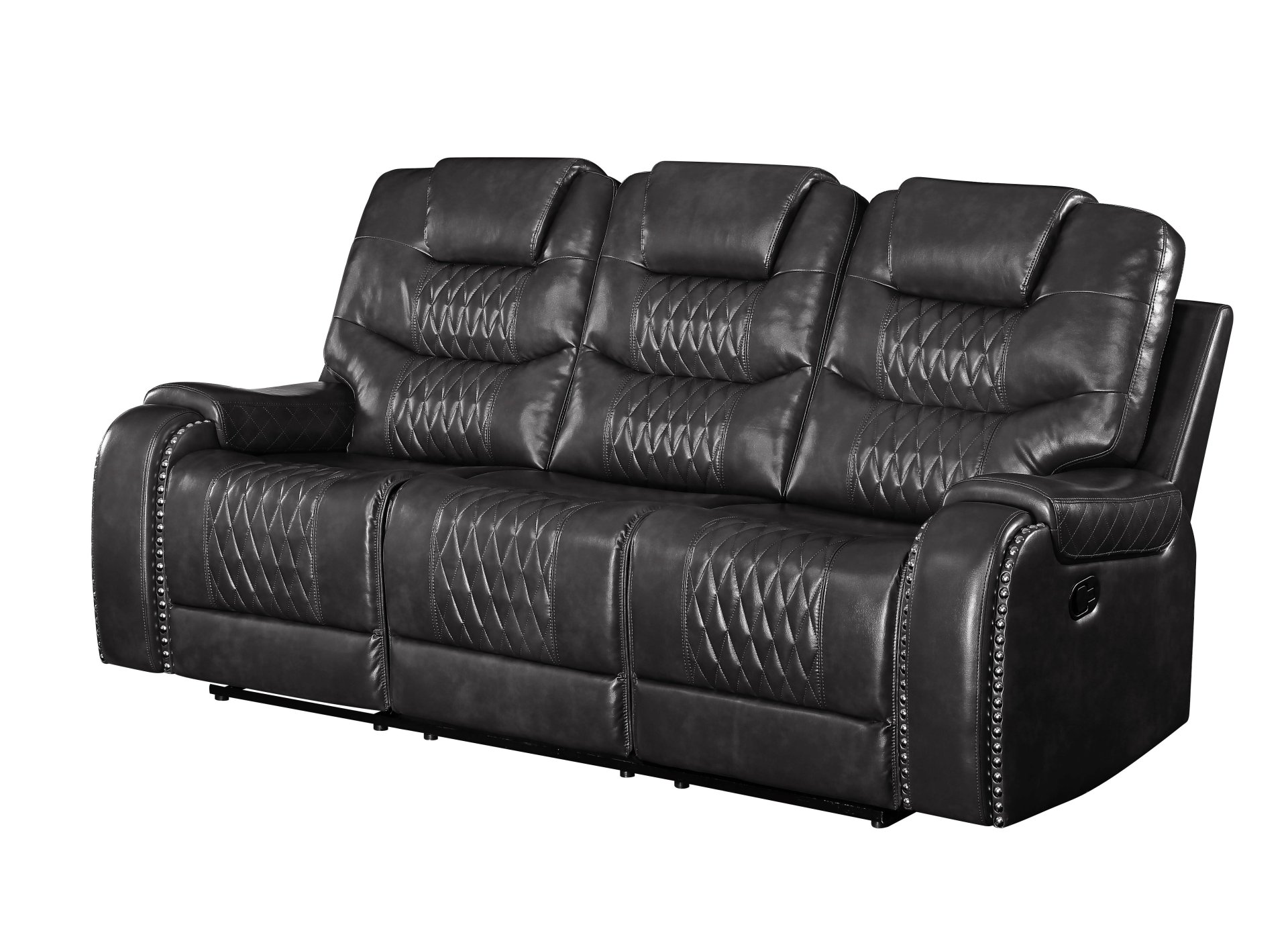 Braylon - Magnetite Synthetic Leather Manual Recliner Sofa - Brown - Image 5