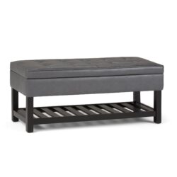 Cosmopolitan - Storage Ottoman Bench With Open Bottom - Stone Gray