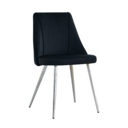 Modern Velvet Dining Chair With Chrome Metal Legs For Home And Office (Set of 4) - Black