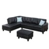 Irine - Faux Leather Sectional Sofa With Ottoman - Black - Image 6