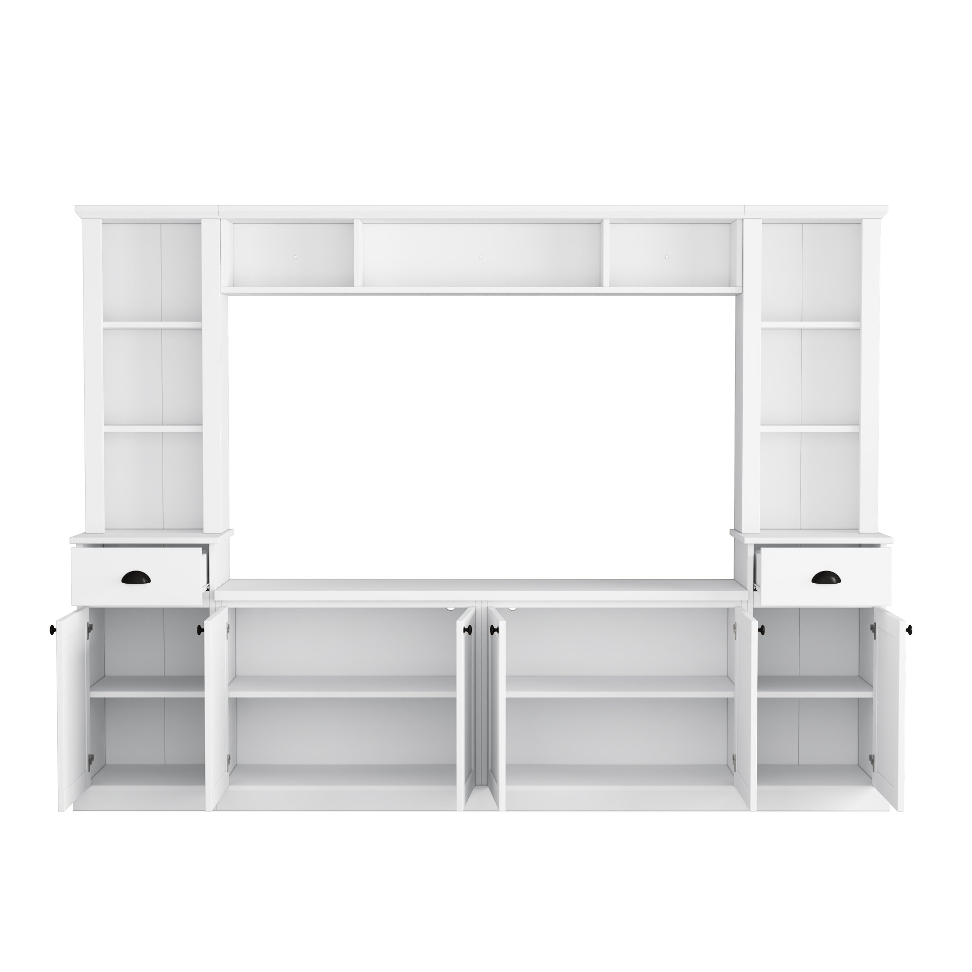 Minimalist - Entertainment Wall Unit Set With Bridge For TVs Up To 75", Ample Storage Space TV Stand With Adjustable Shelves - White - Image 11