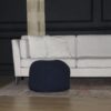 Handmade Semi Rounded Cable Knitted Pouf 100% Cotton Seating And Footrest For Living Room Or Bedroom - Dark Blue - Image 6
